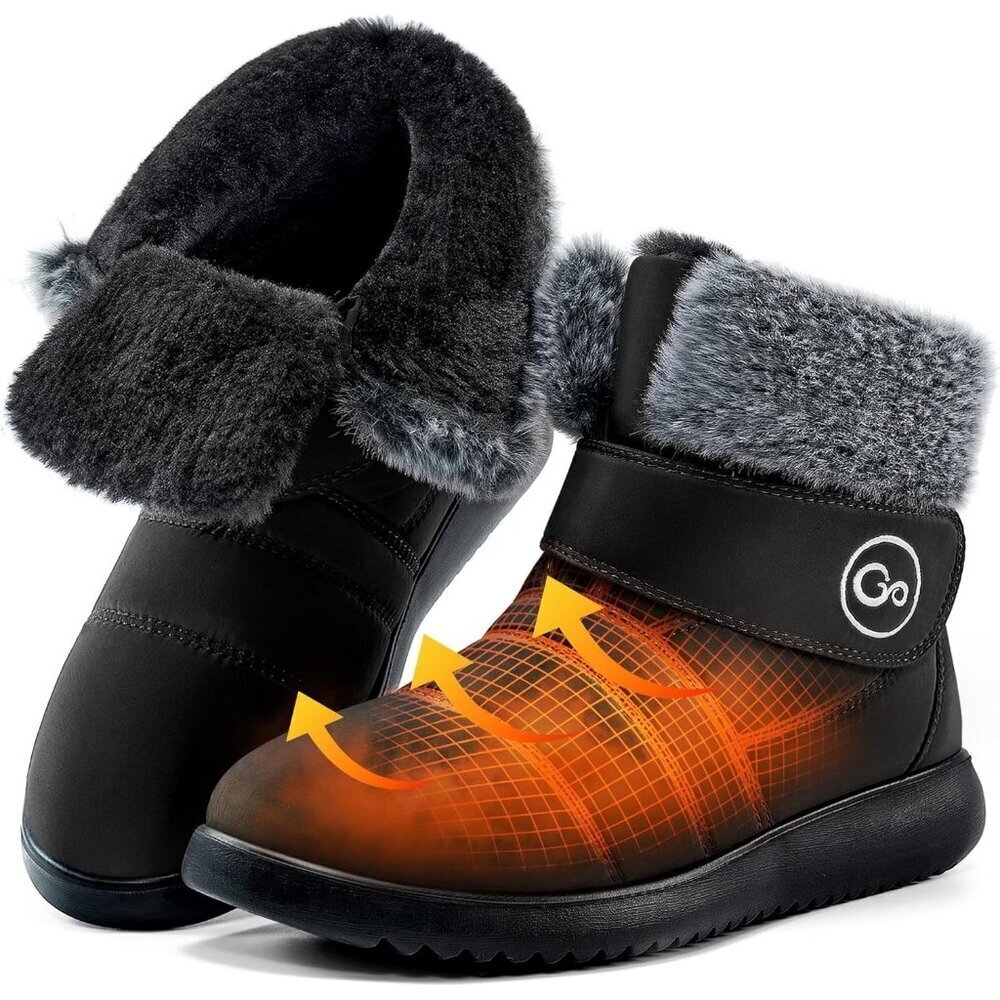 Womens Black Winter Snow Boots Comfortable Warm Waterproof Non Slip